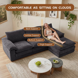 English Elm Modular U-shape Chenille Sectional with Ottoman Deep Seat Cloud Sofa for Living Room W3728S00041