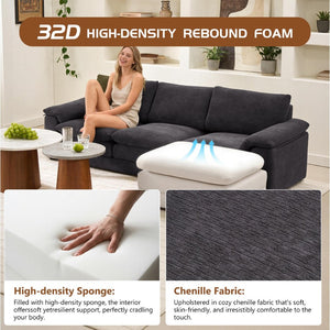 English Elm Modular U-shape Chenille Sectional with Ottoman Deep Seat Cloud Sofa for Living Room W3728S00041
