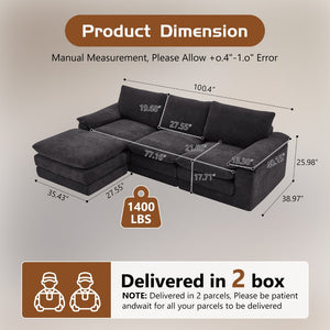 English Elm Modular U-shape Chenille Sectional with Ottoman Deep Seat Cloud Sofa for Living Room W3728S00041
