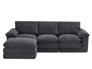 English Elm Modular U-shape Chenille Sectional with Ottoman Deep Seat Cloud Sofa for Living Room W3728S00041