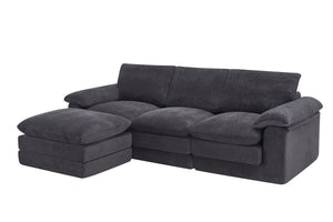 English Elm Modular U-shape Chenille Sectional with Ottoman Deep Seat Cloud Sofa for Living Room W3728S00041
