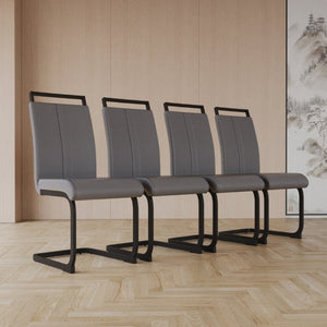 English Elm Modern High Back Faux Leather Dining Chairs Set of 4 with Sleek Black Metal Frames W3732P356629