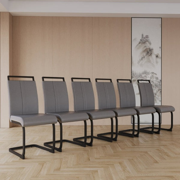English Elm Modern High Back Faux Leather Dining Chairs Set of 4 with Sleek Black Metal Frames W3732P356629