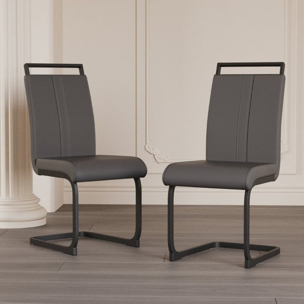English Elm Modern High Back Faux Leather Dining Chairs Set of 4 with Sleek Black Metal Frames W3732P356629