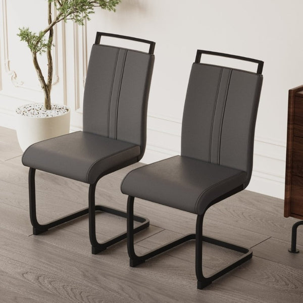 English Elm Modern High Back Faux Leather Dining Chairs Set of 4 with Sleek Black Metal Frames W3732P356629