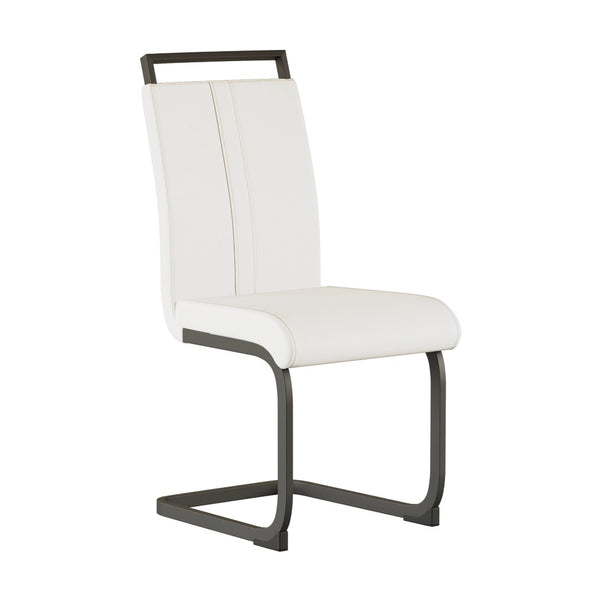 English Elm Modern High Back Pu Leather Dining Chairs Set of 4 with Sculptural Black Steel Base W3732P369079