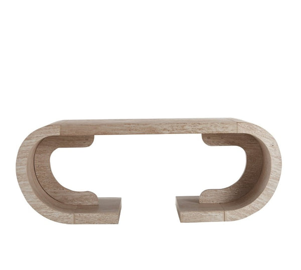 English Elm 47.24Curved Coffee Table Sculptural Open Base Natural Wood Grain Living Room Accent W3732P422842