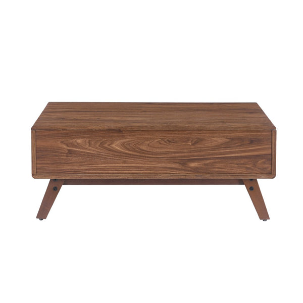 English Elm 39.37" Mid-century Walnut Coffee Table with Lift Top Hidden Storage and Open Shelf W3732P431178