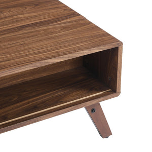 English Elm 39.37" Mid-century Walnut Coffee Table with Lift Top Hidden Storage and Open Shelf W3732P431178