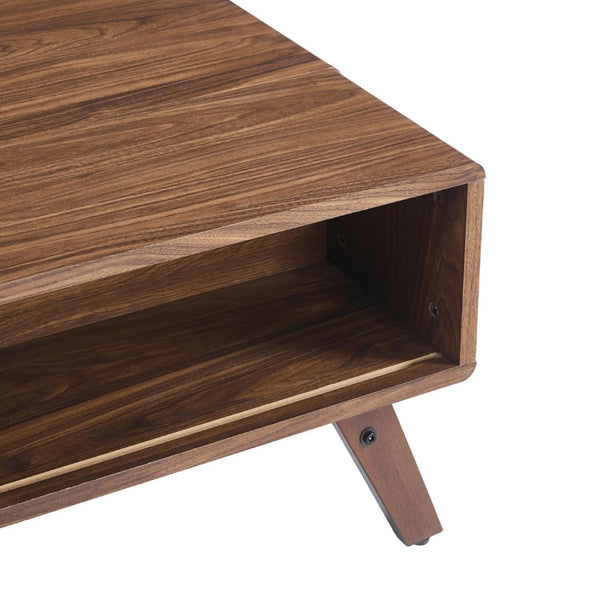 English Elm 39.37" Mid-century Walnut Coffee Table with Lift Top Hidden Storage and Open Shelf W3732P431178