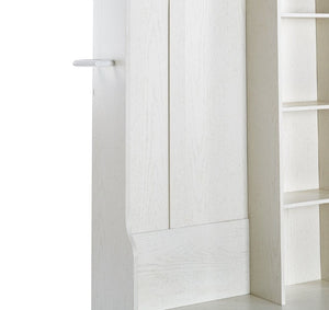 English Elm Itaar White Entryway Hall Tree with Coat Hooks Open Shelving and Shoe Storage Base W3732P435536
