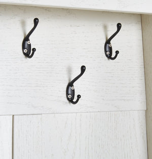 English Elm Itaar White Entryway Hall Tree with Coat Hooks Open Shelving and Shoe Storage Base W3732P435536