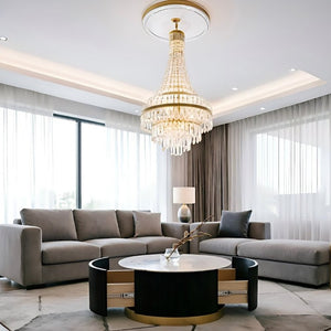 English Elm 31.5 Inch Round Faux Marble Coffee Table Fluted Drum Body with Gold Base and Storage W3732P438391