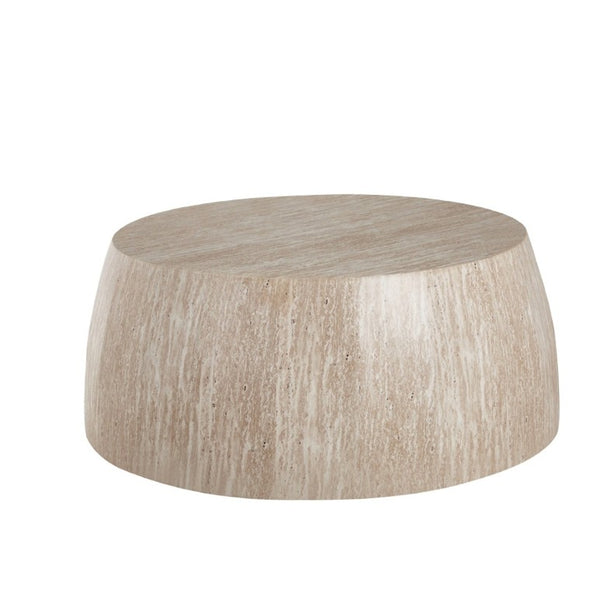 English Elm 34.65 Inch Two Tier Burl Wood Veneer Round Coffee Table with Natural Grain Living Room W3732P448286