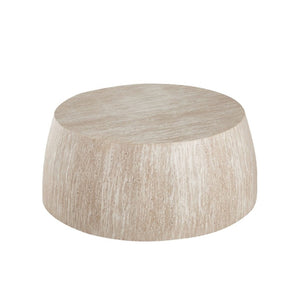 English Elm 34.65 Inch Two Tier Burl Wood Veneer Round Coffee Table with Natural Grain Living Room W3732P448286