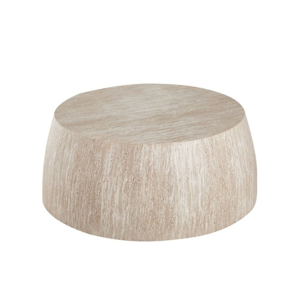 English Elm 34.65 Inch Two Tier Burl Wood Veneer Round Coffee Table with Natural Grain Living Room W3732P448286