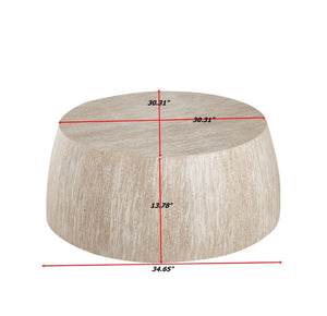 English Elm 34.65 Inch Two Tier Burl Wood Veneer Round Coffee Table with Natural Grain Living Room W3732P448286