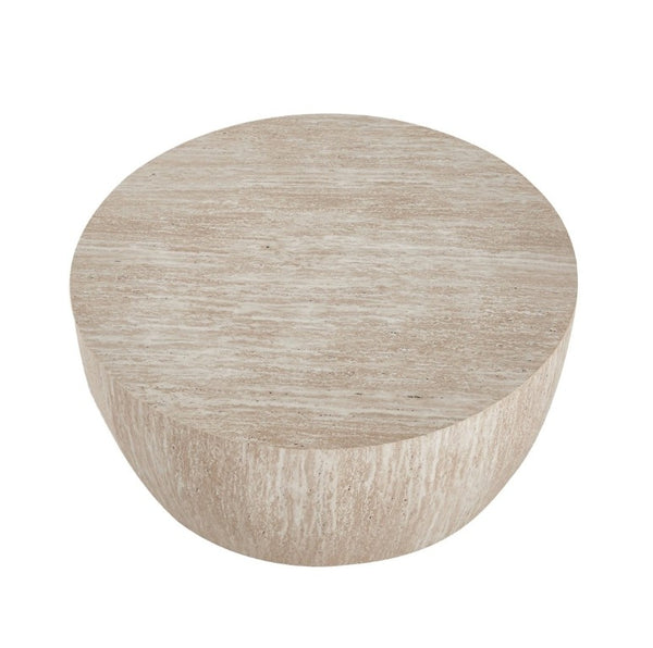 English Elm 34.65 Inch Two Tier Burl Wood Veneer Round Coffee Table with Natural Grain Living Room W3732P448286