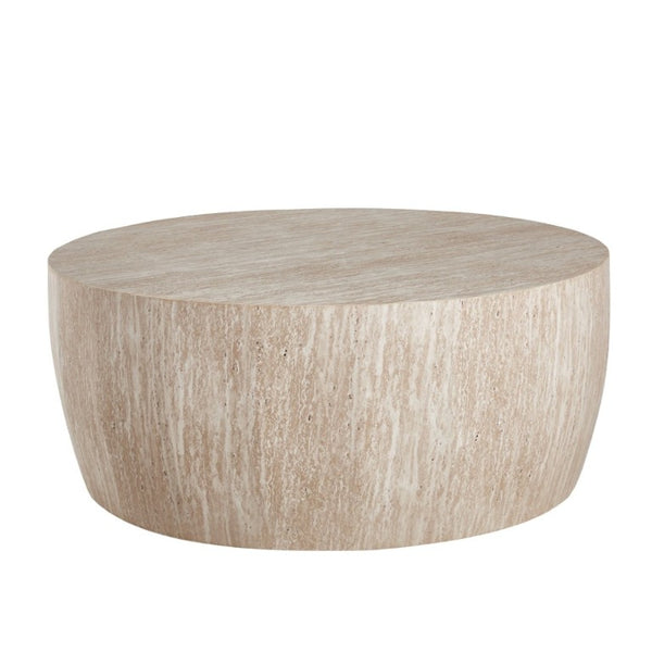 English Elm 34.65 Inch Two Tier Burl Wood Veneer Round Coffee Table with Natural Grain Living Room W3732P448286