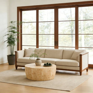 English Elm 34.65 Inch Two Tier Round Coffee Table Natural MDF Finish Fully Assembled Living Room W3732P448287