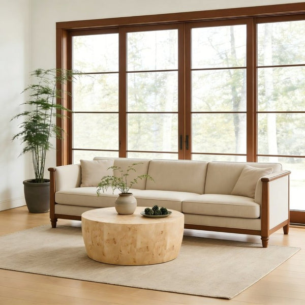 English Elm 34.65 Inch Two Tier Round Coffee Table Natural MDF Finish Fully Assembled Living Room W3732P448287
