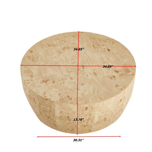 English Elm 34.65 Inch Two Tier Round Coffee Table Natural MDF Finish Fully Assembled Living Room W3732P448287