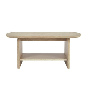 English Elm 38.19×22.83 Oval Wood Veneer Coffee Table with Open Shelf for Modern Living Rooms W3732P456542