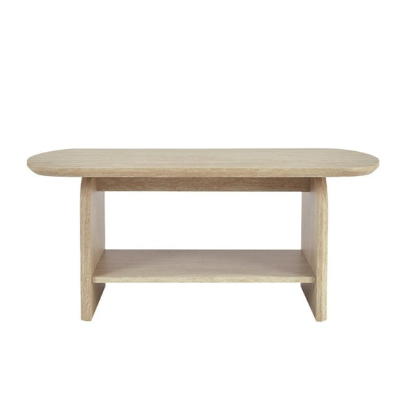 English Elm 38.19×22.83 Oval Wood Veneer Coffee Table with Open Shelf for Modern Living Rooms W3732P456542