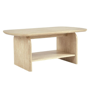 English Elm 38.19×22.83 Oval Wood Veneer Coffee Table with Open Shelf for Modern Living Rooms W3732P456542