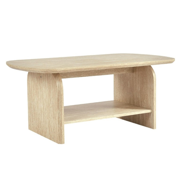English Elm 38.19×22.83 Oval Wood Veneer Coffee Table with Open Shelf for Modern Living Rooms W3732P456542
