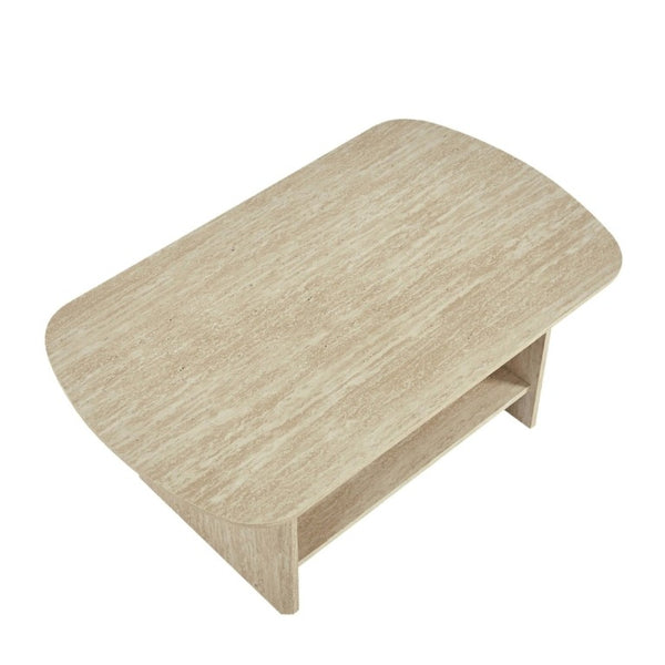 English Elm 38.19×22.83 Oval Wood Veneer Coffee Table with Open Shelf for Modern Living Rooms W3732P456542