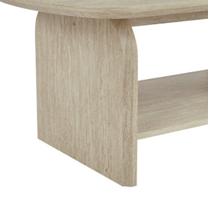 English Elm 38.19×22.83 Oval Wood Veneer Coffee Table with Open Shelf for Modern Living Rooms W3732P456542