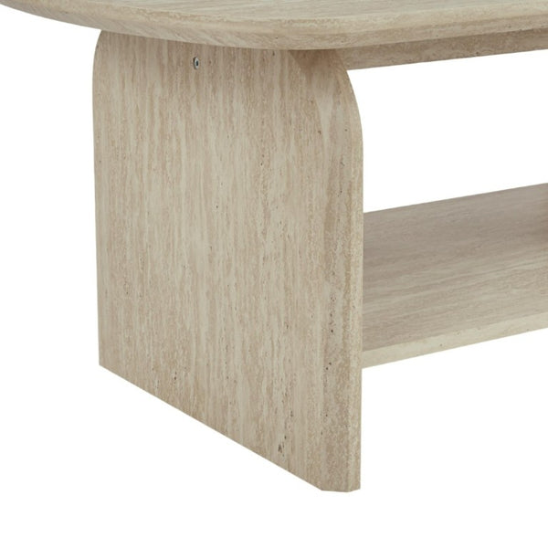English Elm 38.19×22.83 Oval Wood Veneer Coffee Table with Open Shelf for Modern Living Rooms W3732P456542