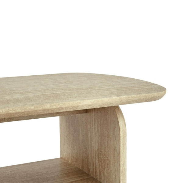 English Elm 38.19×22.83 Oval Wood Veneer Coffee Table with Open Shelf for Modern Living Rooms W3732P456542