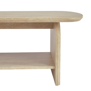 English Elm 38.19×22.83 Oval Wood Veneer Coffee Table with Open Shelf for Modern Living Rooms W3732P456542