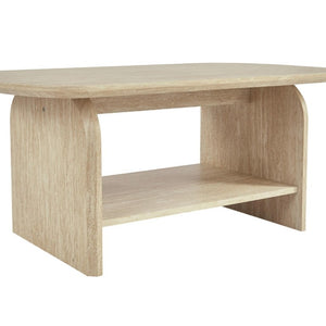 English Elm 38.19×22.83 Oval Wood Veneer Coffee Table with Open Shelf for Modern Living Rooms W3732P456542
