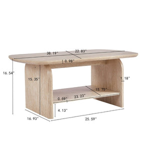 English Elm 38.19×22.83 Oval Wood Veneer Coffee Table with Open Shelf for Modern Living Rooms W3732P456542
