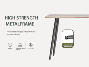 English Elm 47 Inch Wood Grain Dining Table with Matte Black Metal Base Seats Four in Compact Spaces W3732P481620