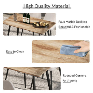 English Elm 47 Inch Wood Grain Dining Table with Matte Black Metal Base Seats Four in Compact Spaces W3732P481620