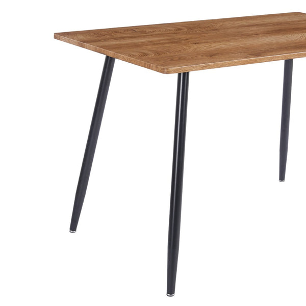 English Elm 47 Inch Wood Grain Dining Table with Matte Black Metal Base Seats Four in Compact Spaces W3732P481620