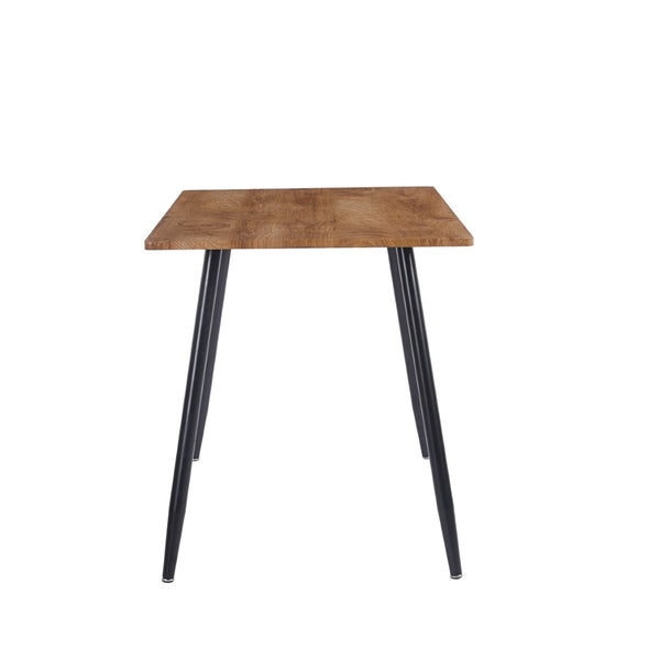 English Elm 47 Inch Wood Grain Dining Table with Matte Black Metal Base Seats Four in Compact Spaces W3732P481620