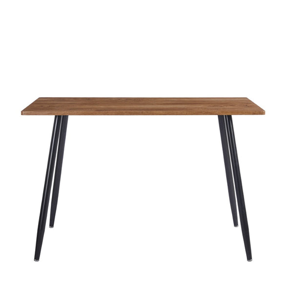 English Elm 47 Inch Wood Grain Dining Table with Matte Black Metal Base Seats Four in Compact Spaces W3732P481620