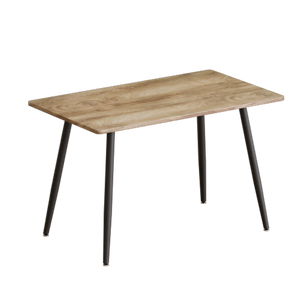 English Elm 47 Inch Wood Grain Dining Table with Matte Black Metal Base Seats Four in Compact Spaces W3732P481620
