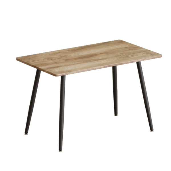 English Elm 47 Inch Wood Grain Dining Table with Matte Black Metal Base Seats Four in Compact Spaces W3732P481620