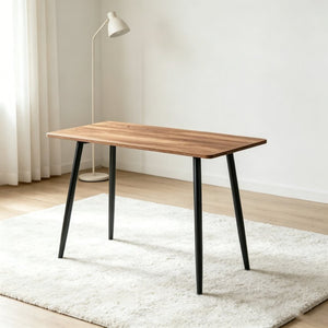 English Elm 47 Inch Wood Grain Dining Table with Matte Black Metal Base Seats Four in Compact Spaces W3732P481620