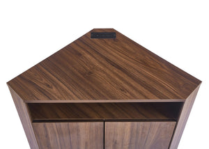 English Elm Modern Wood Grain Corner Cabinet with Built-in Power Strip and Open Shelving Storage W3732P508914