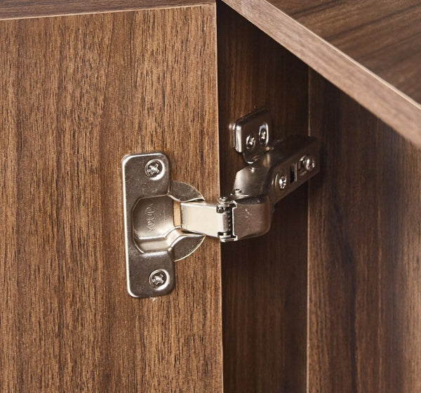 English Elm Modern Wood Grain Corner Cabinet with Built-in Power Strip and Open Shelving Storage W3732P508914