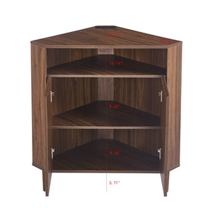 English Elm Modern Wood Grain Corner Cabinet with Built-in Power Strip and Open Shelving Storage W3732P508914