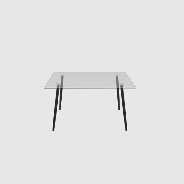 English Elm 51" Rectangular Tempered Glass Dining Table with Black Metal Legs Seats Six Modern W3732P512361