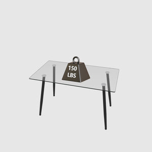 English Elm 51" Rectangular Tempered Glass Dining Table with Black Metal Legs Seats Six Modern W3732P512361